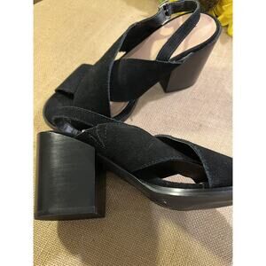 Torrid Black Slingback Suede Chunky Block Heels Women's 10 Wide